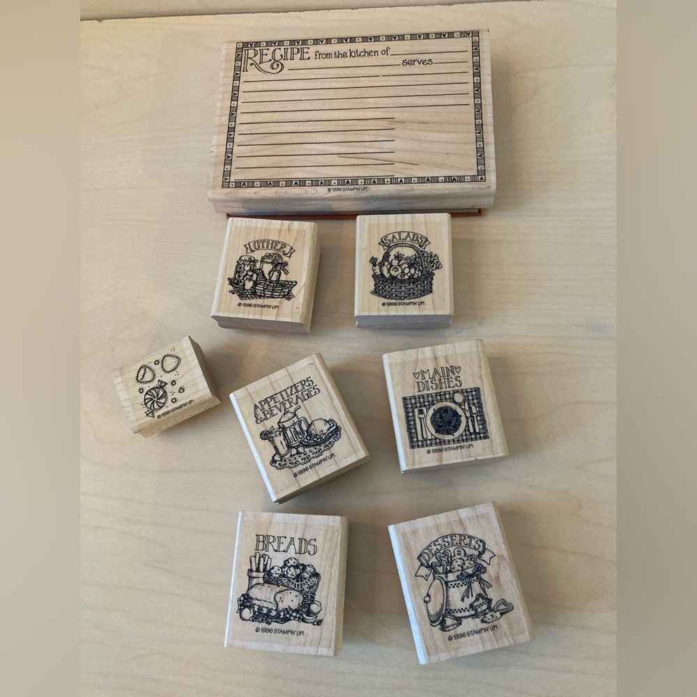 8 Assorted Rubber Stamps “ Stampin Up! 1996 Cooking / Recipe Theme